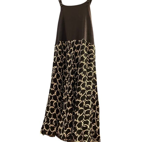 Womens Black Gold Circle Midi Dress Sleeveless Lined Full Skirt Size Unknown - Picture 4 of 6